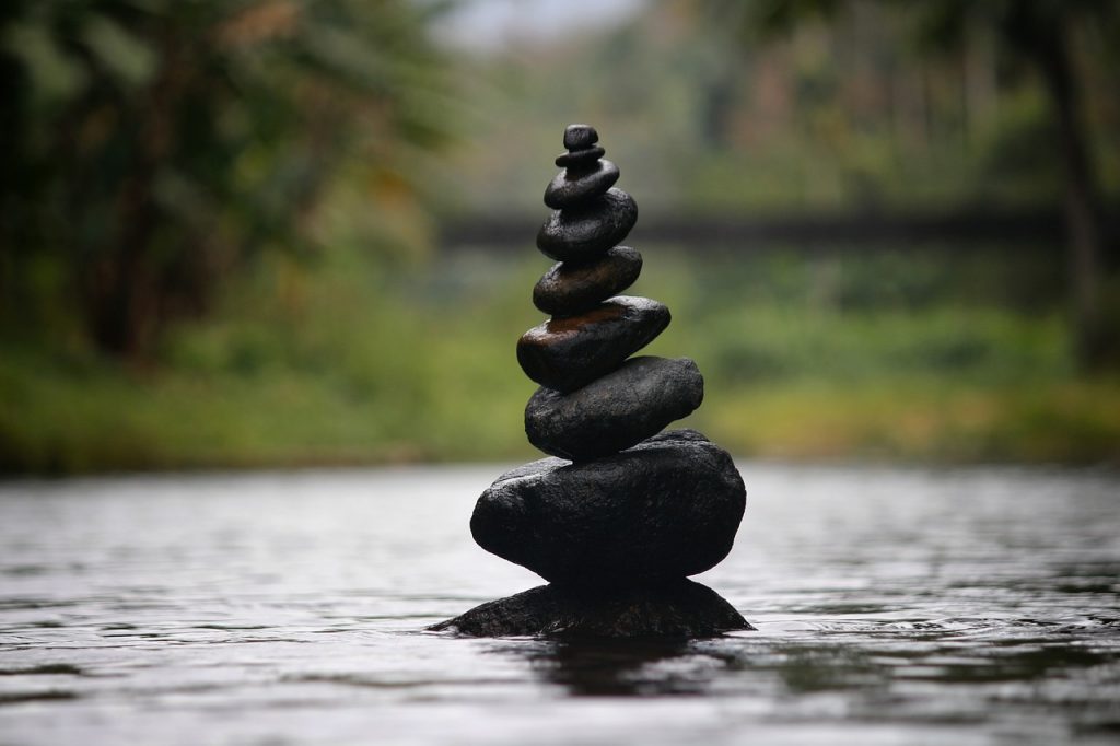 pebbles, balanced pebbles, water